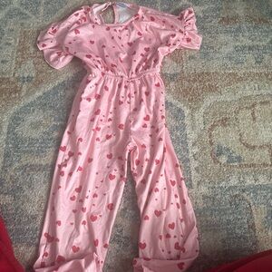 Pink Heart Print Jumpsuit